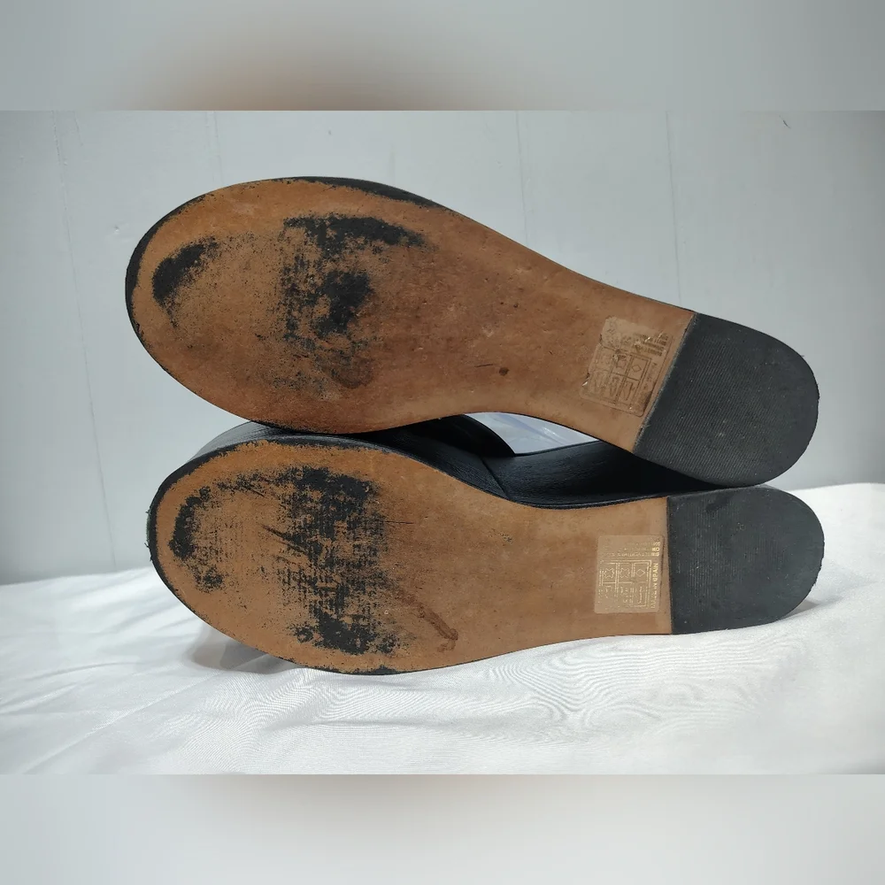 ALOHAS Black Leather Chunk Chain Platform‎ Sandals Wedge Mule Size 8 Revolve